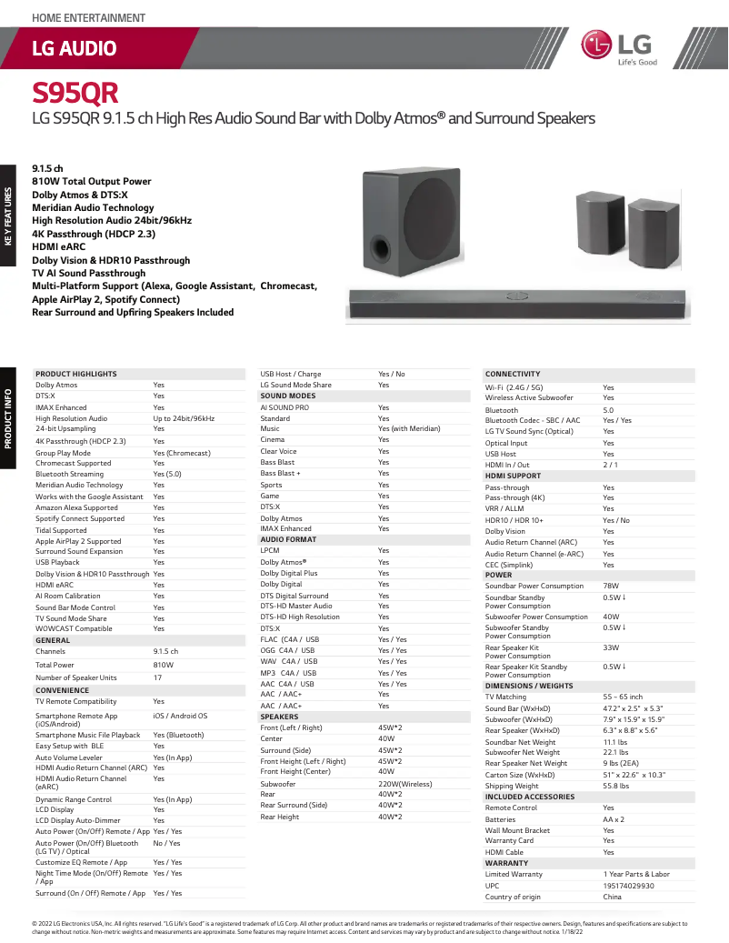 Imagen de la primera página del manual del dispositivo S95QR
