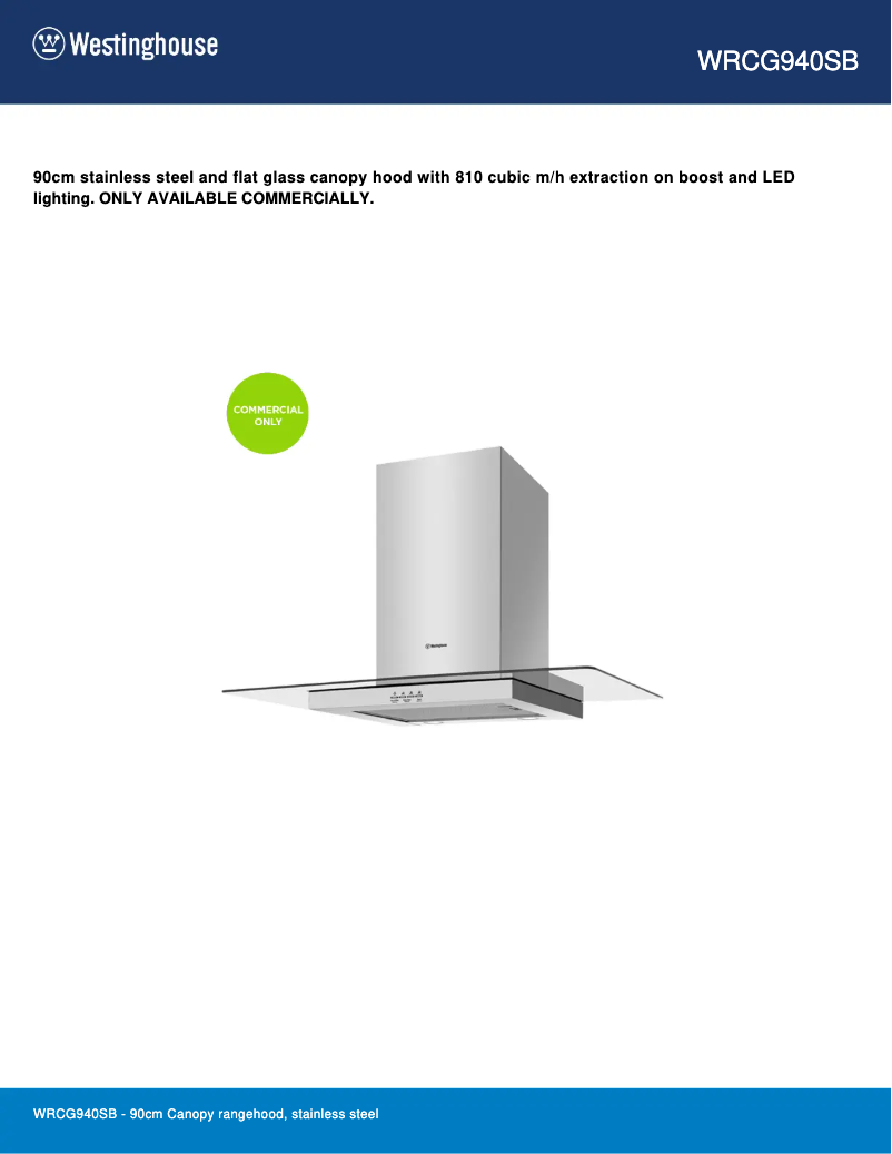 Page n°1 - Fiche technique Westinghouse WRCG940SB