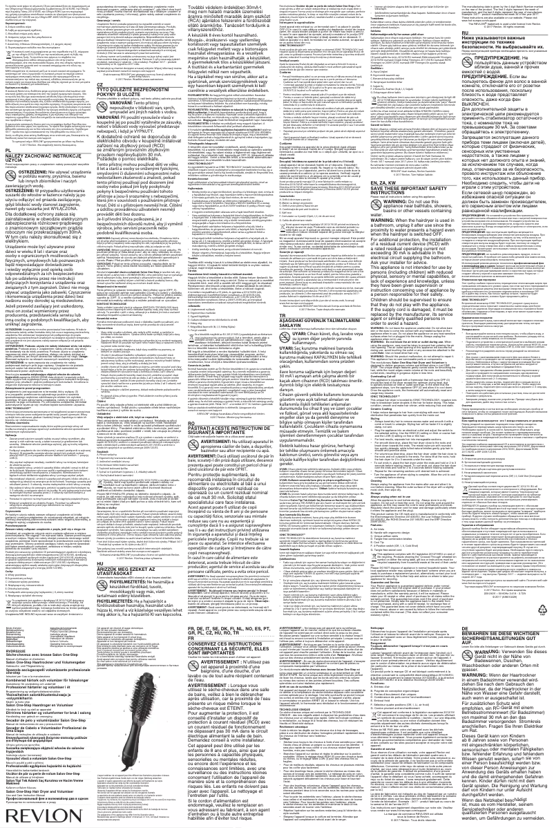 Page 1 de la notice Manuel utilisateur Revlon One Step RVDR5222