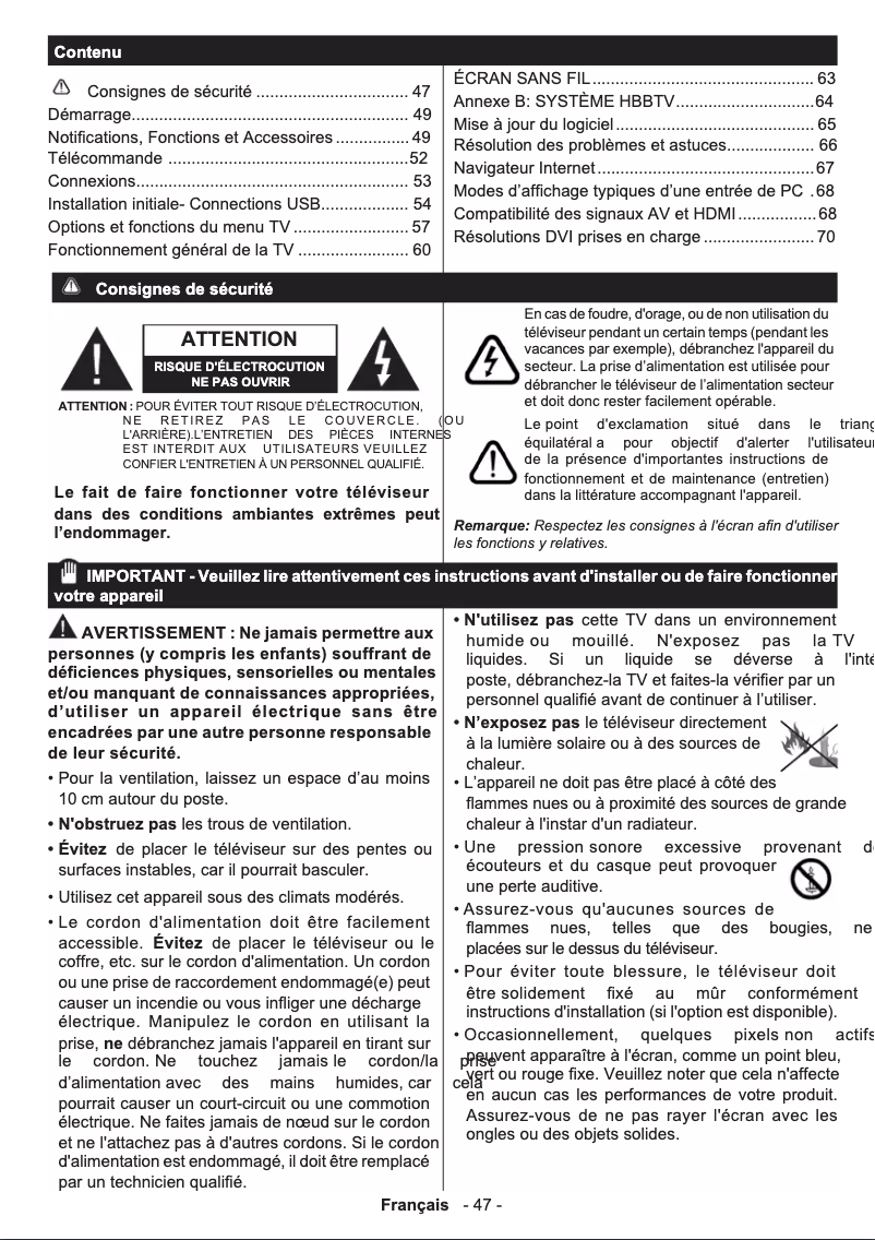 Page n°1 - Manuel utilisateur Telefunken D32F197A3C