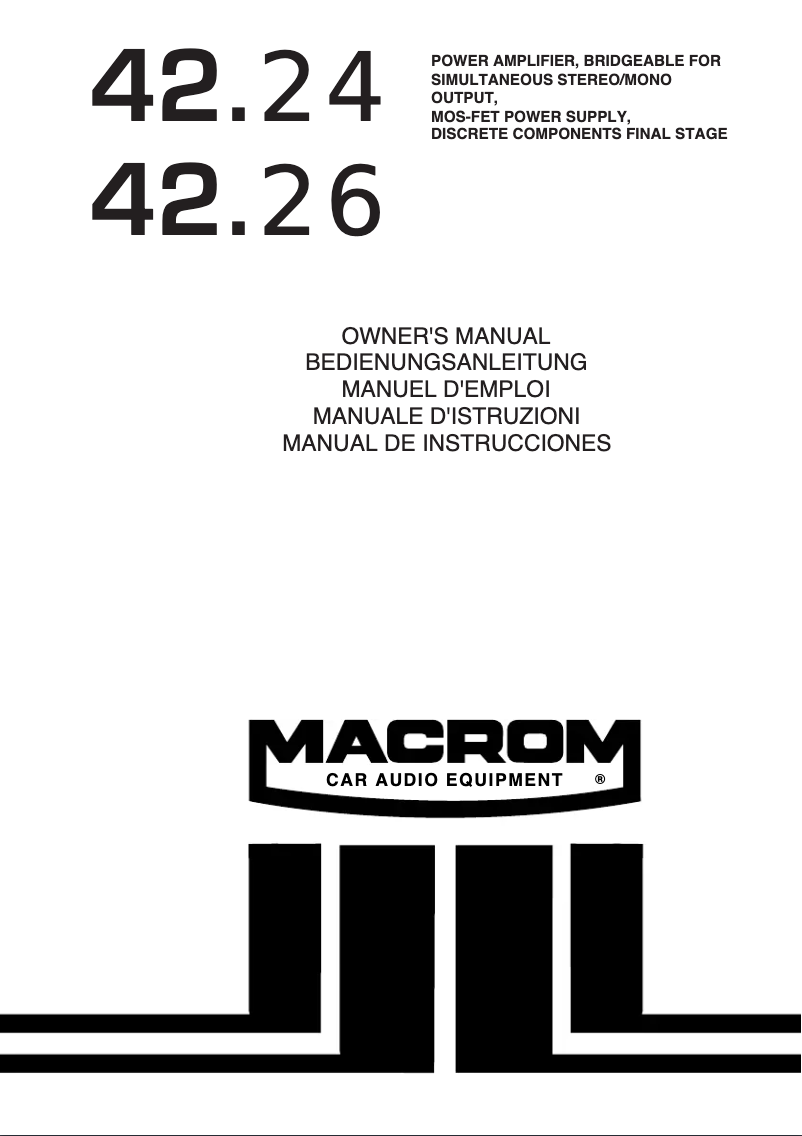 Page n°1 - Manuel utilisateur Macrom 42.26