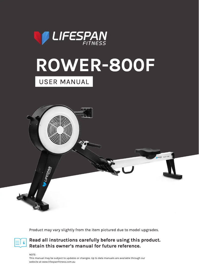 Page n°1 - Manuel utilisateur LifeSpan ROWER-800F