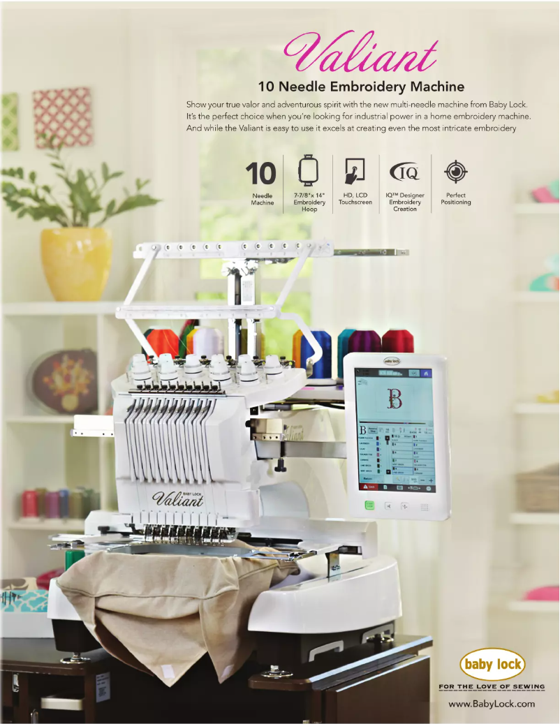 Page 1 de la notice Fiche technique Baby Lock Valiant BMV10