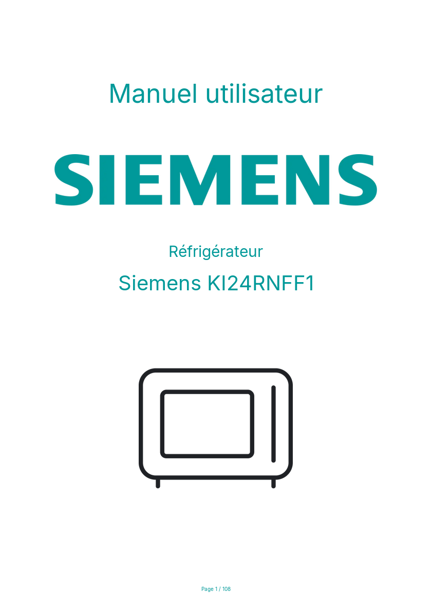 Page n°1 - Manuel utilisateur Siemens KI24RNFF1
