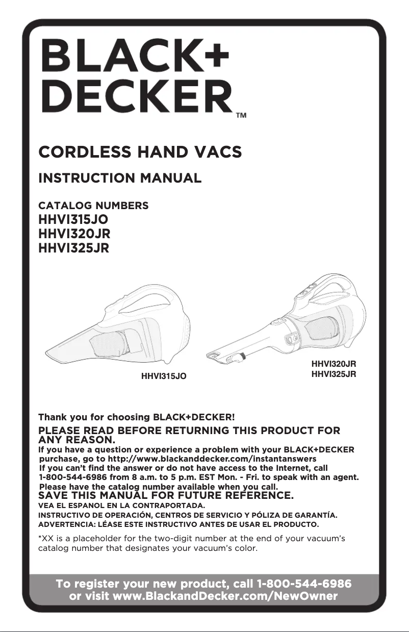Page 1 de la notice Manuel utilisateur Black & Decker HHVI315JO32