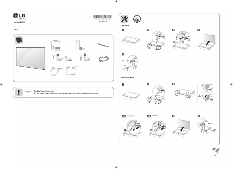 Image de la première page du manuel de l'appareil 65UK6300PPE