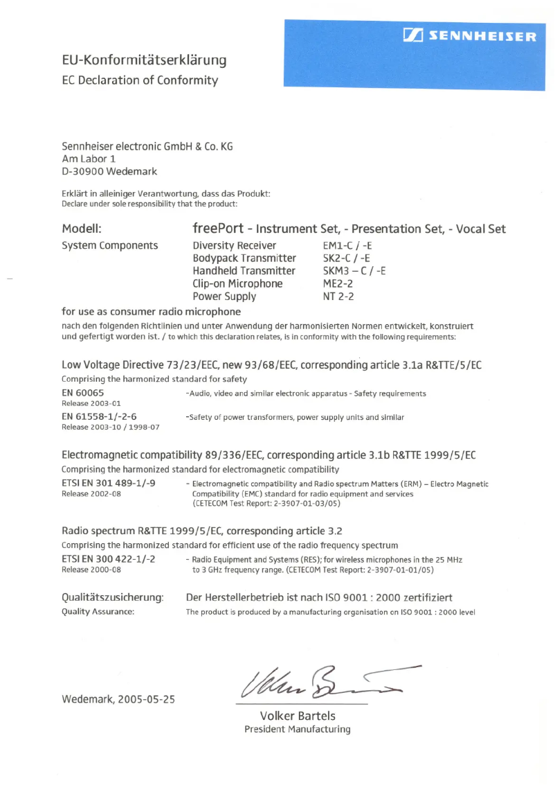 Página 1 del manual Manual de usuario Sennheiser FP 72