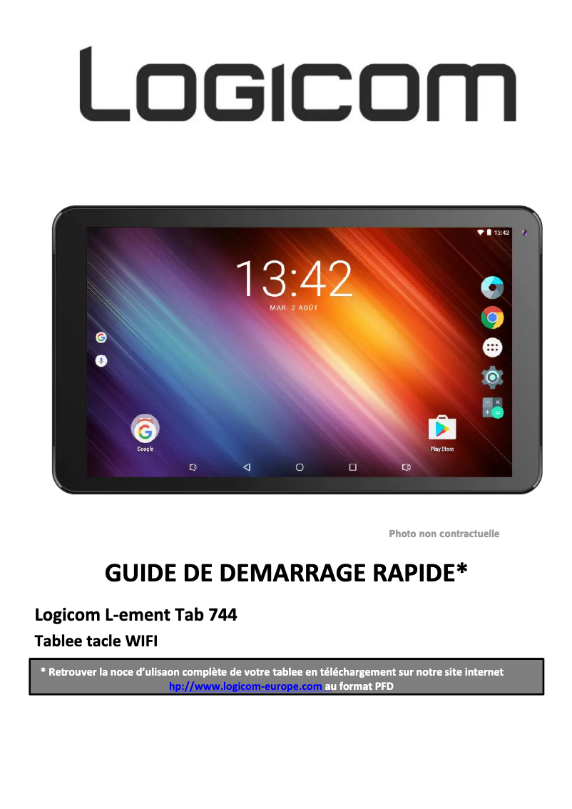 Image de la première page du manuel de l'appareil L-Ement Tab 744