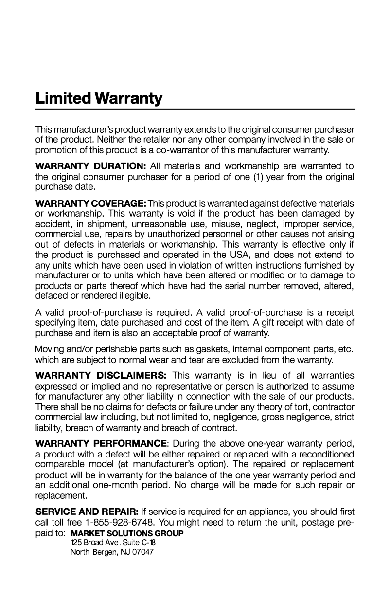 Page 1 de la notice Informations de garantie Zavor LUX Edge ZSELE03