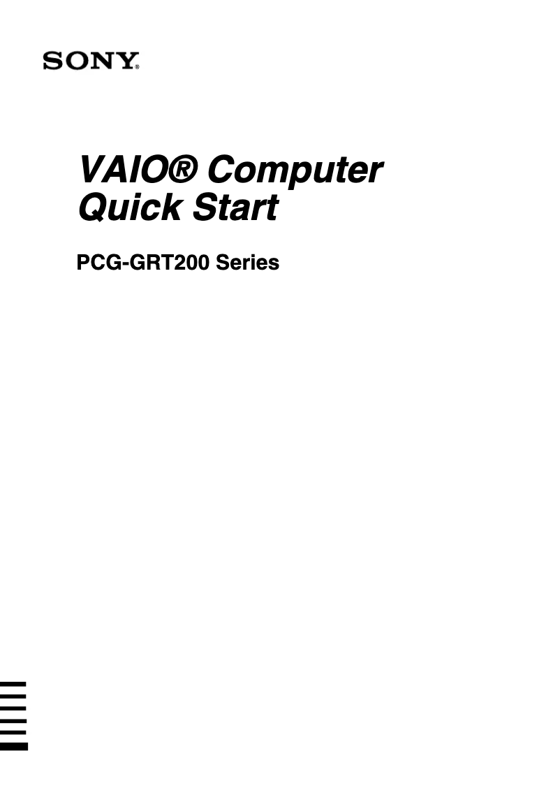 Page n°1 - Guide d'installation Sony Vaio PCG-GRT230