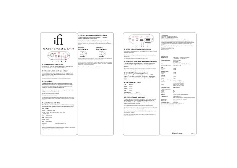 Page n°1 - Manuel utilisateur iFi Audio iDSD Diablo-X