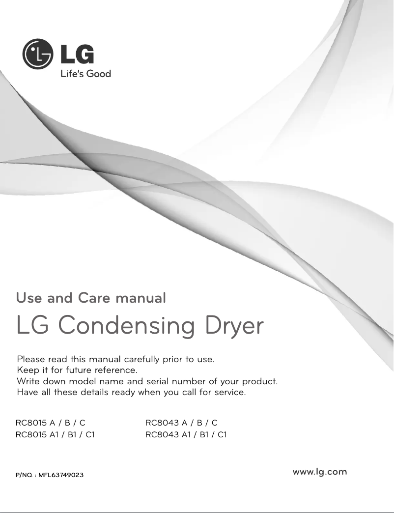 Page 1 de la notice Manuel utilisateur LG RC8043A