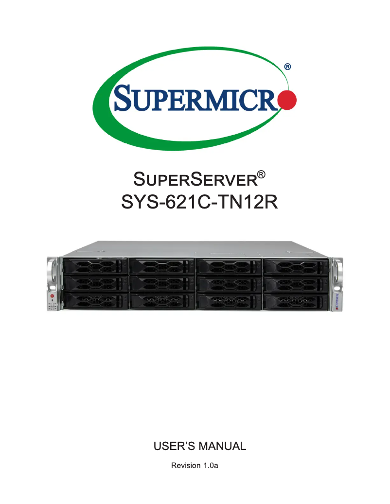 Image de la première page du manuel de l'appareil SuperServer SYS-621C-TN12R