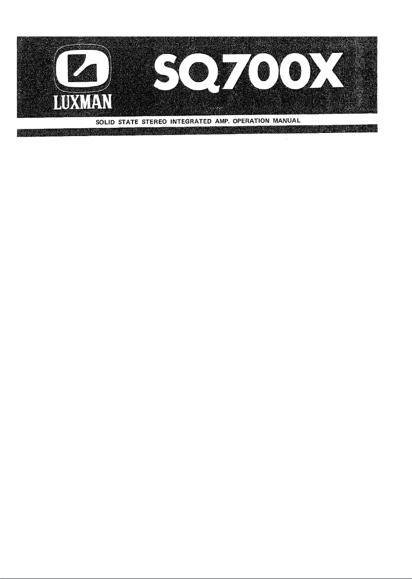 Page n°1 - Manuel utilisateur Luxman SQ700X