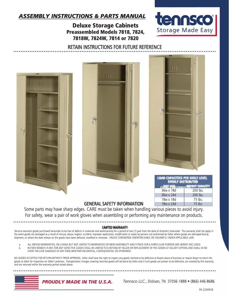 Página 1 del manual Manual de usuario Tennsco 7814