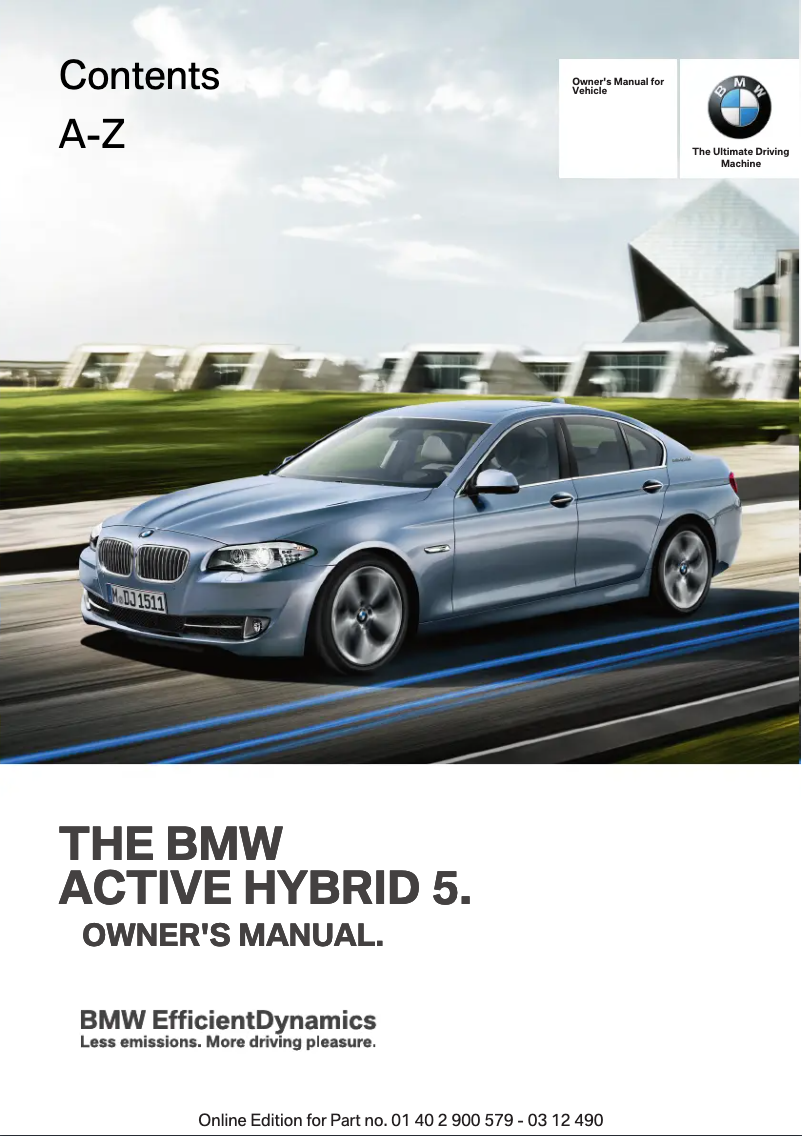 Page 1 de la notice Manuel utilisateur BMW ActiveHybrid 5 (2012)