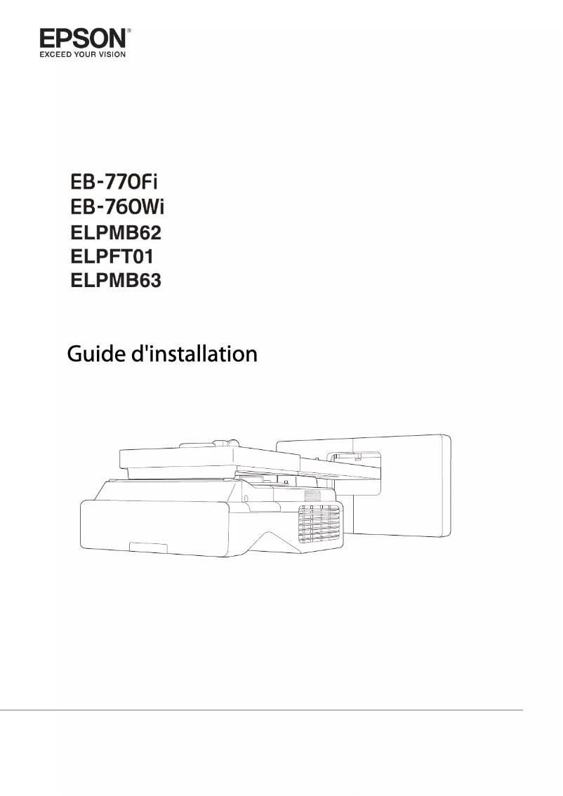 Page 1 de la notice Guide d'installation Epson BrightLink EB-760Wi