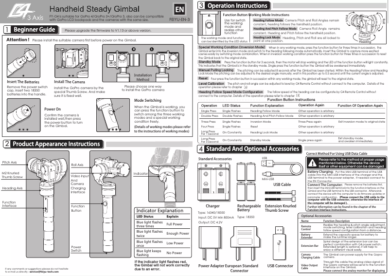 Page n°1 - Manuel utilisateur FeiyuTech FY-G4