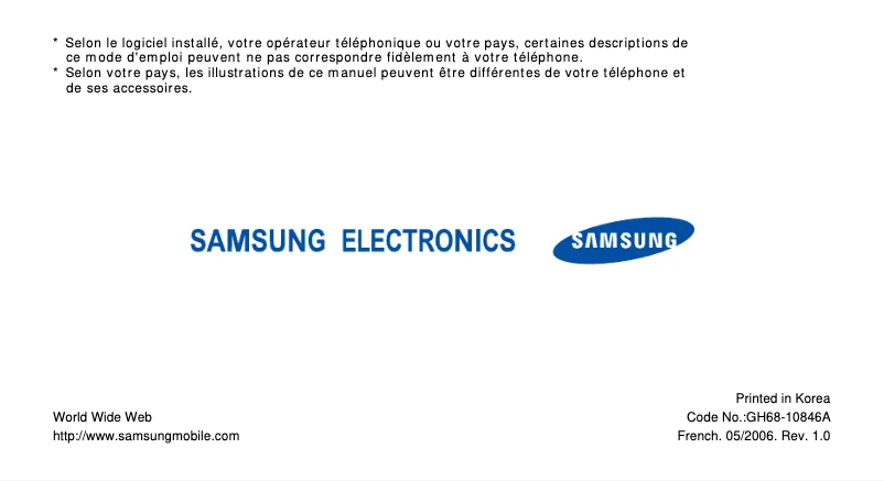 Page n°1 - Manuel utilisateur Samsung SGH-X820
