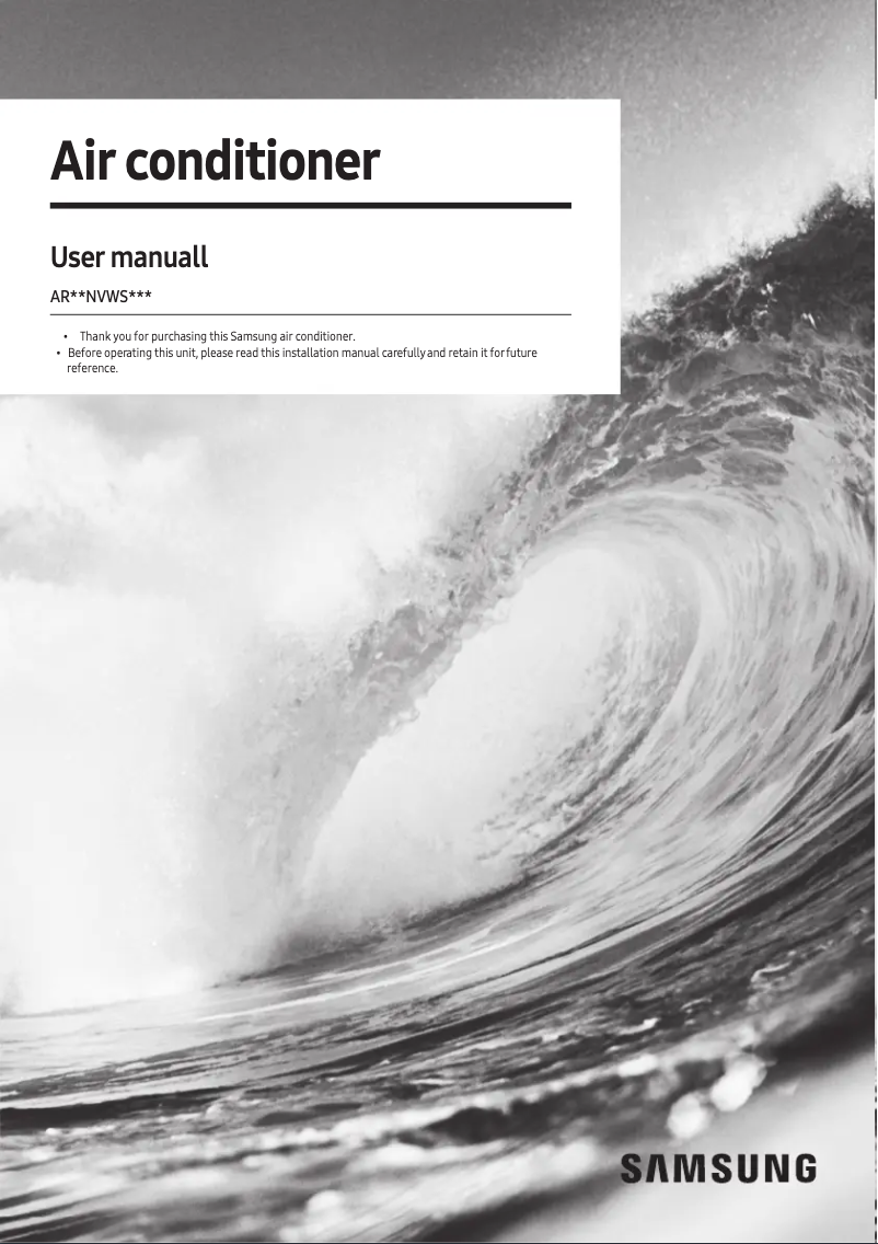 Page 1 de la notice Manuel utilisateur Samsung AR09NVWSBWKXSS