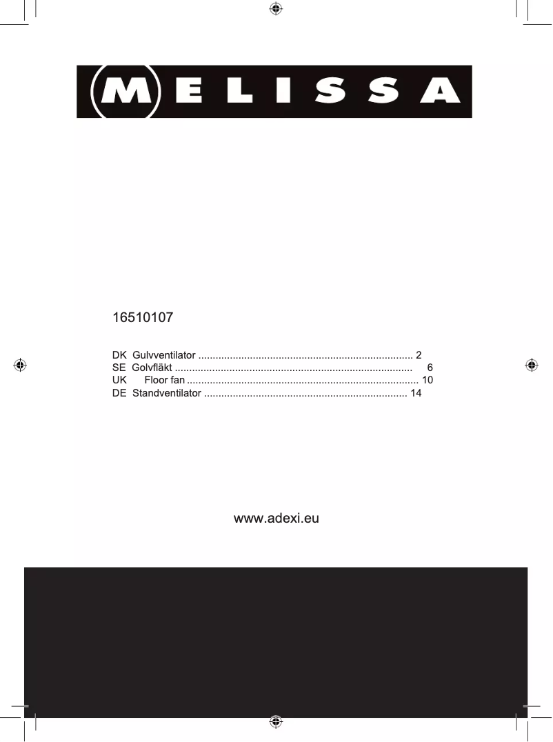 Page 1 de la notice Manuel utilisateur Melissa 16510107