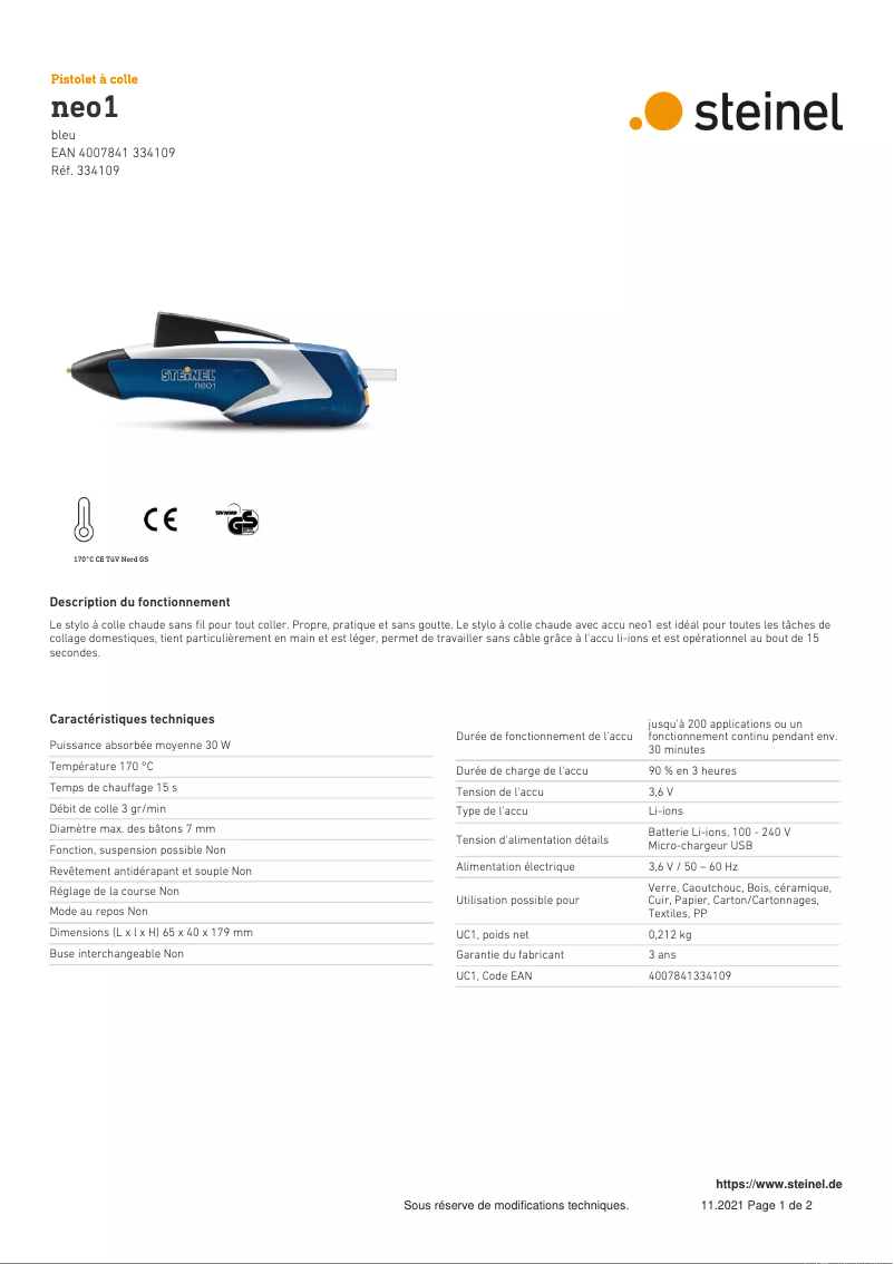 Image de la première page du manuel de l'appareil neo1