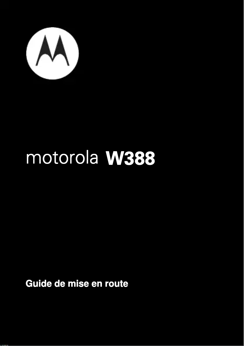 Page n°1 - Manuel utilisateur Motorola W388
