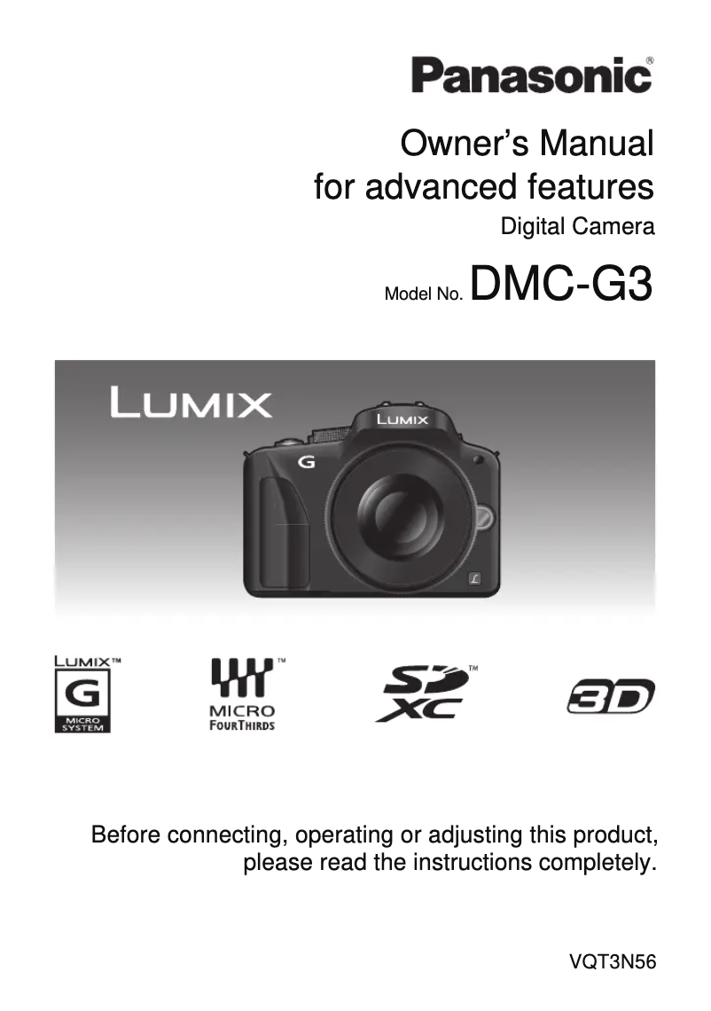Imagen de la primera página del manual del dispositivo Lumix DMC-G3K