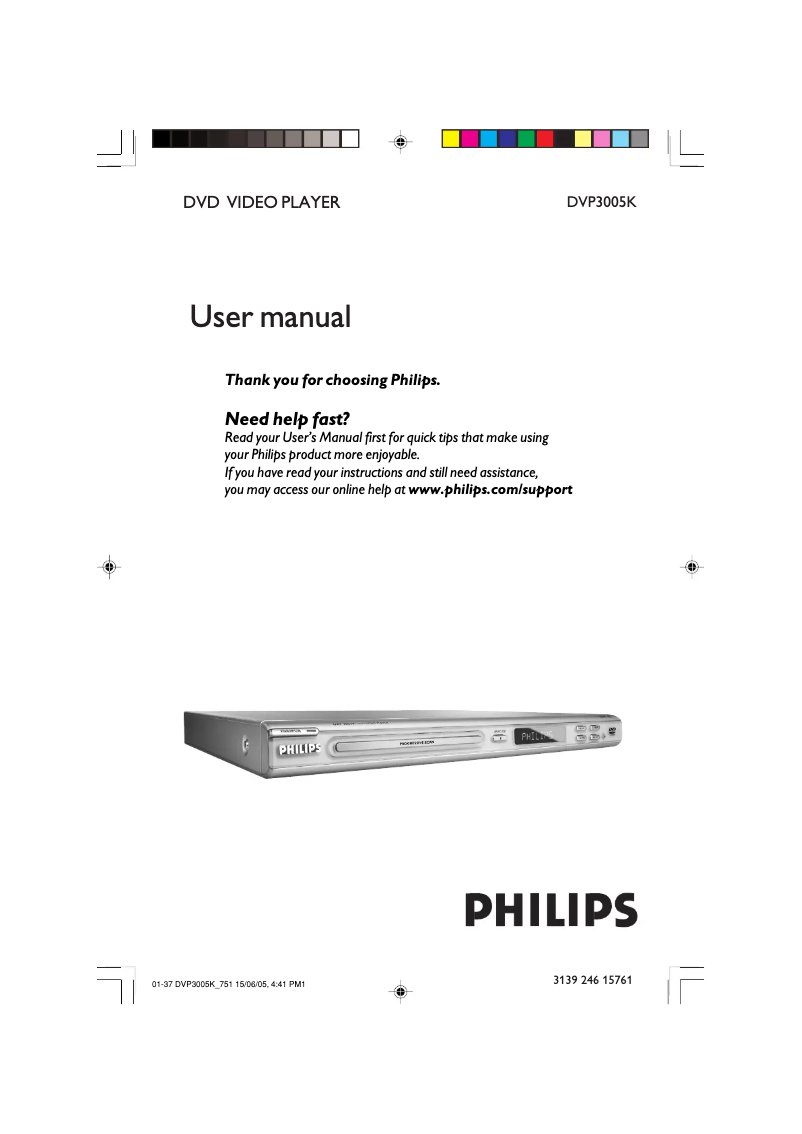 Page 1 de la notice Manuel utilisateur Philips DVP3005K