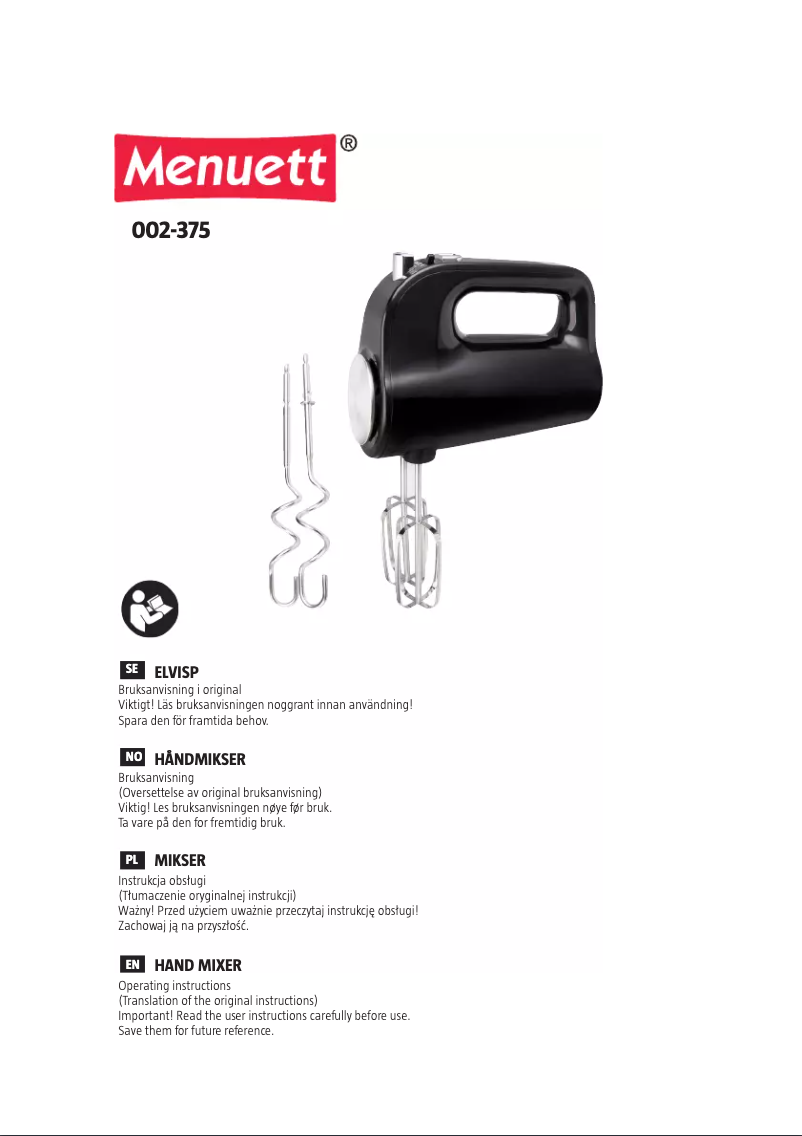 Image de la première page du manuel de l'appareil 002-375