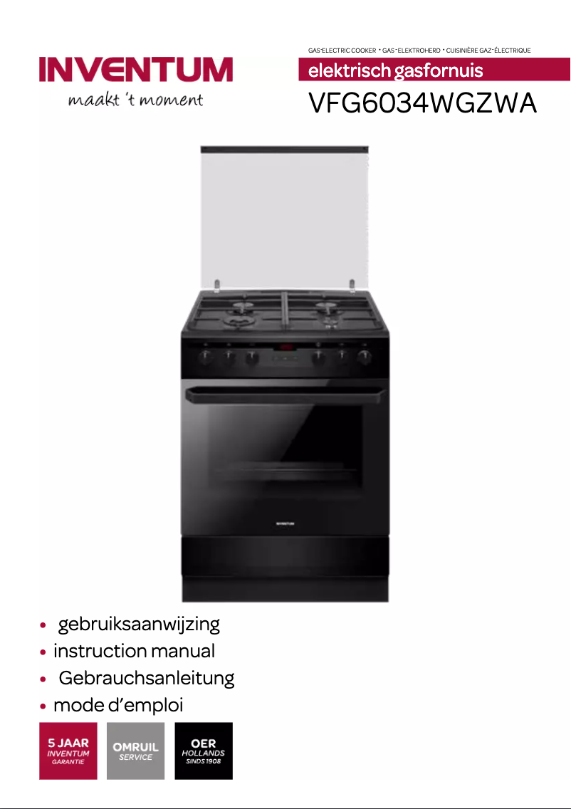 Page 1 de la notice Manuel utilisateur Inventum VFG6034WGZWA