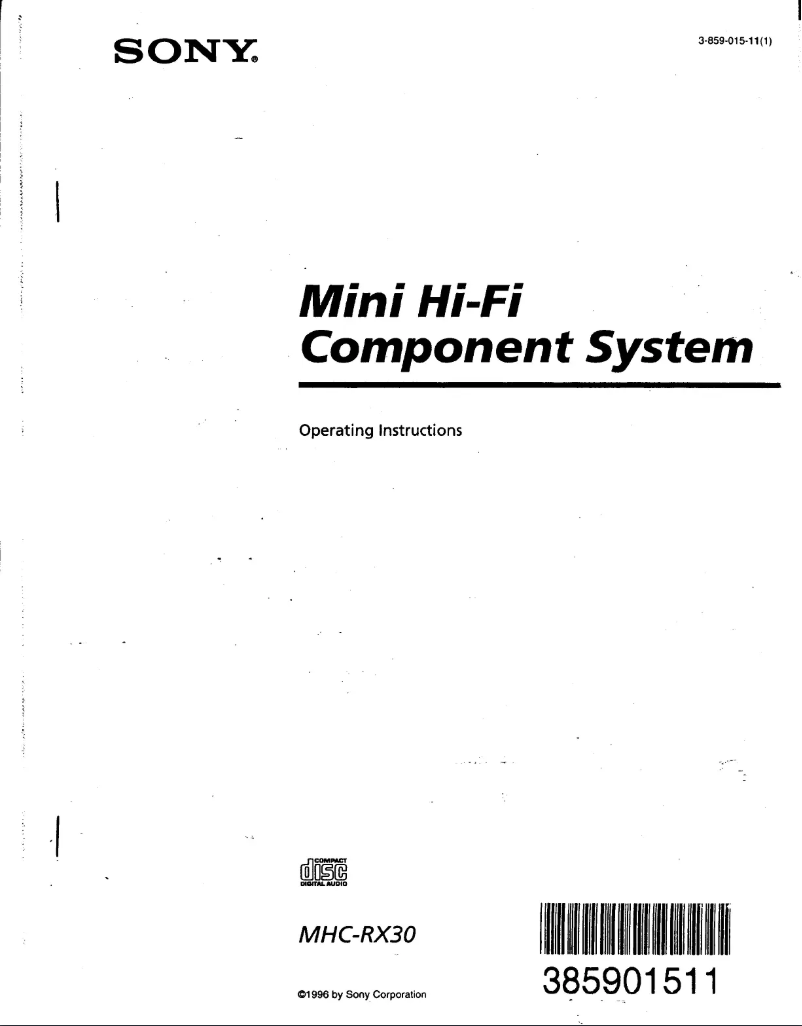 Page n°1 - Manuel utilisateur Sony MHC-RX30