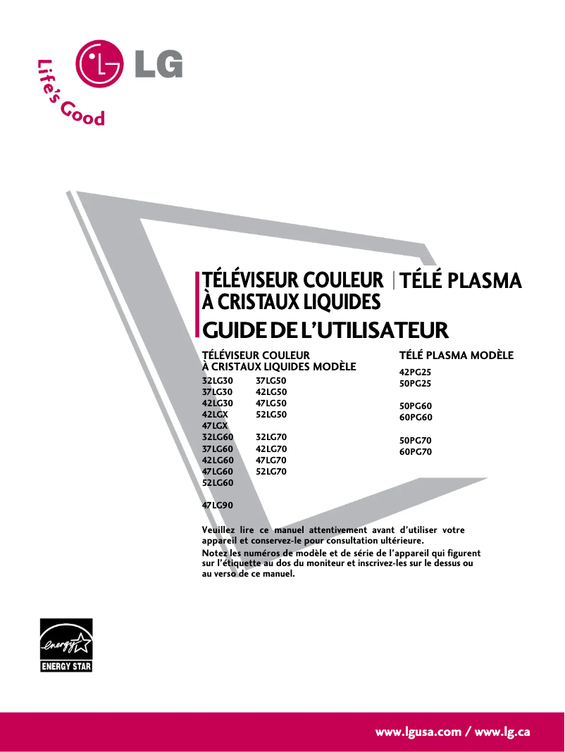 Page 1 de la notice Manuel utilisateur LG 52LG50