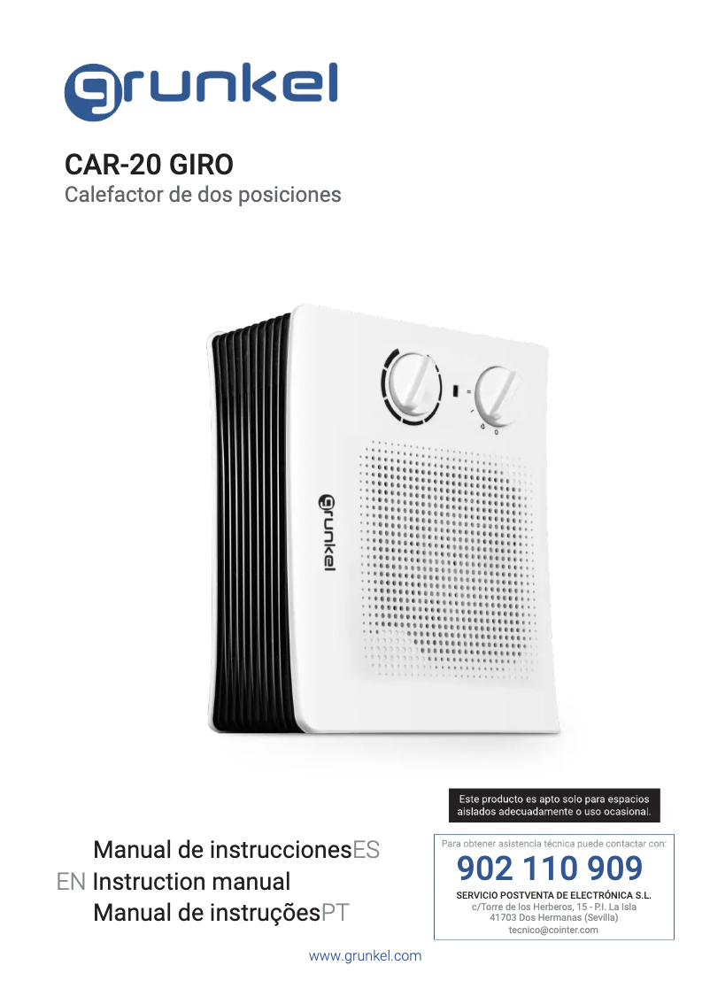 Page 1 de la notice Manuel utilisateur Grunkel CAR-20 GIRO