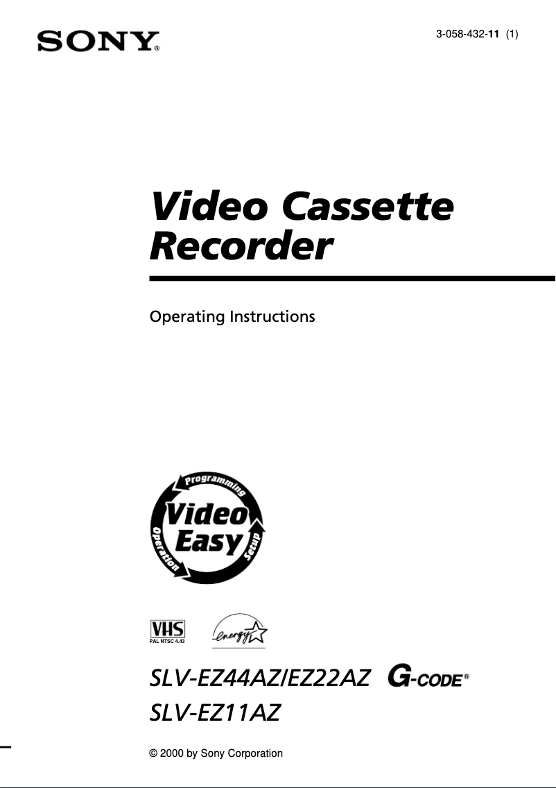 Page 1 de la notice Manuel utilisateur Sony SLV-EZ22AZ