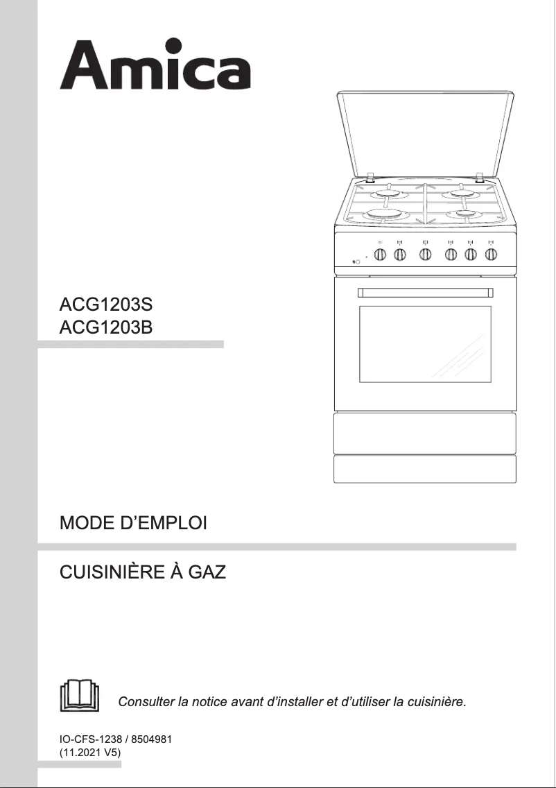 Page n°1 - Manuel utilisateur Amica ACG1203S