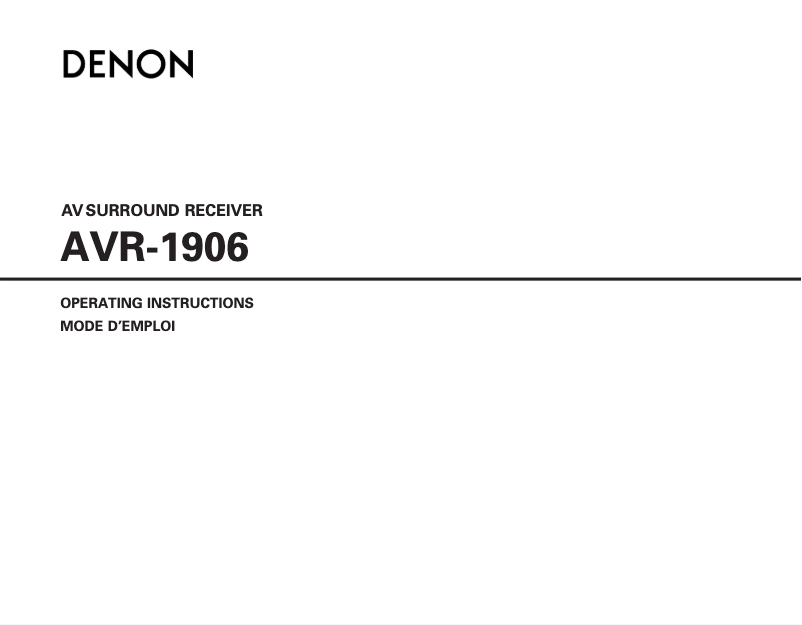 Image de la première page du manuel de l'appareil AVR-1906