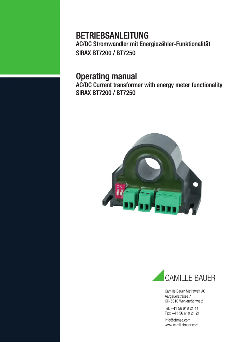 Page n°1 - Manuel utilisateur Camille Bauer SIRAX BT7250