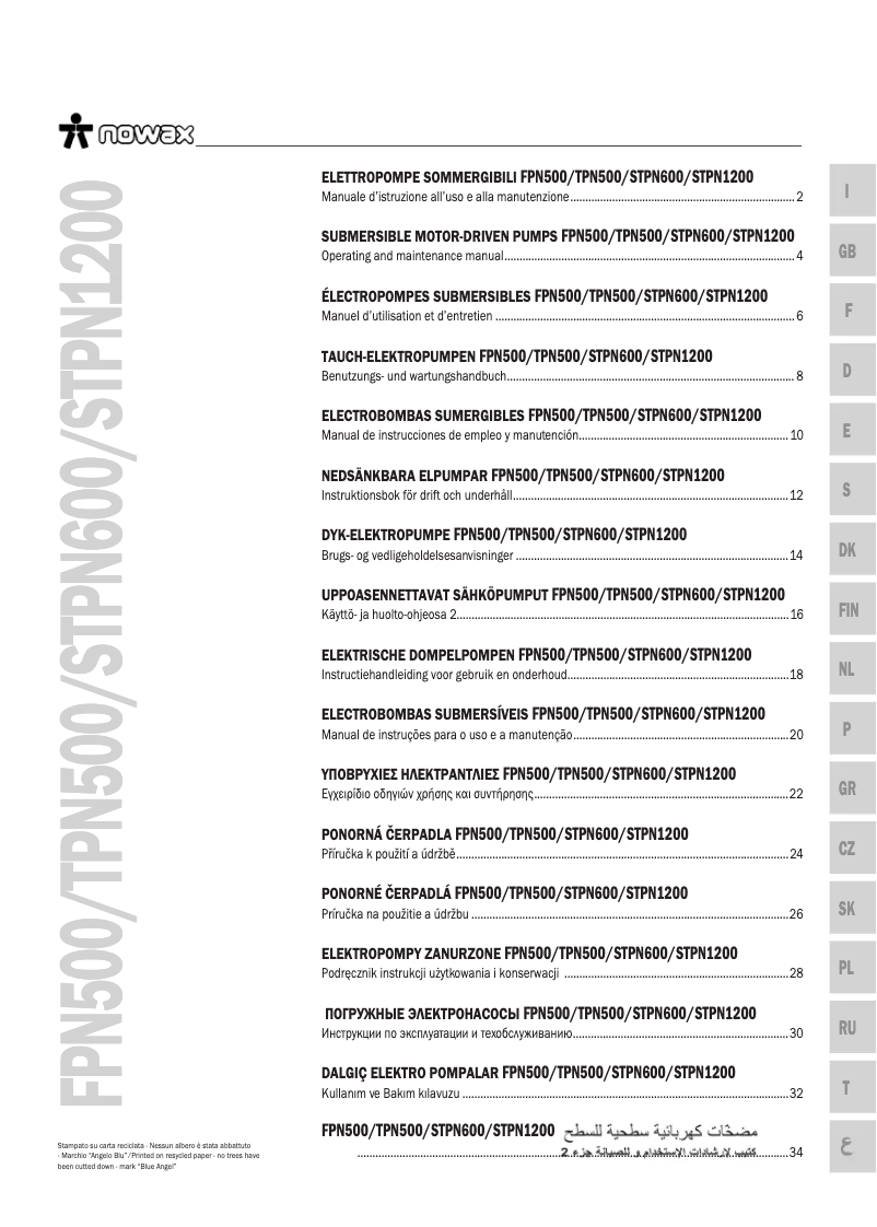 Page n°1 - Manuel utilisateur Nowax TPN 500