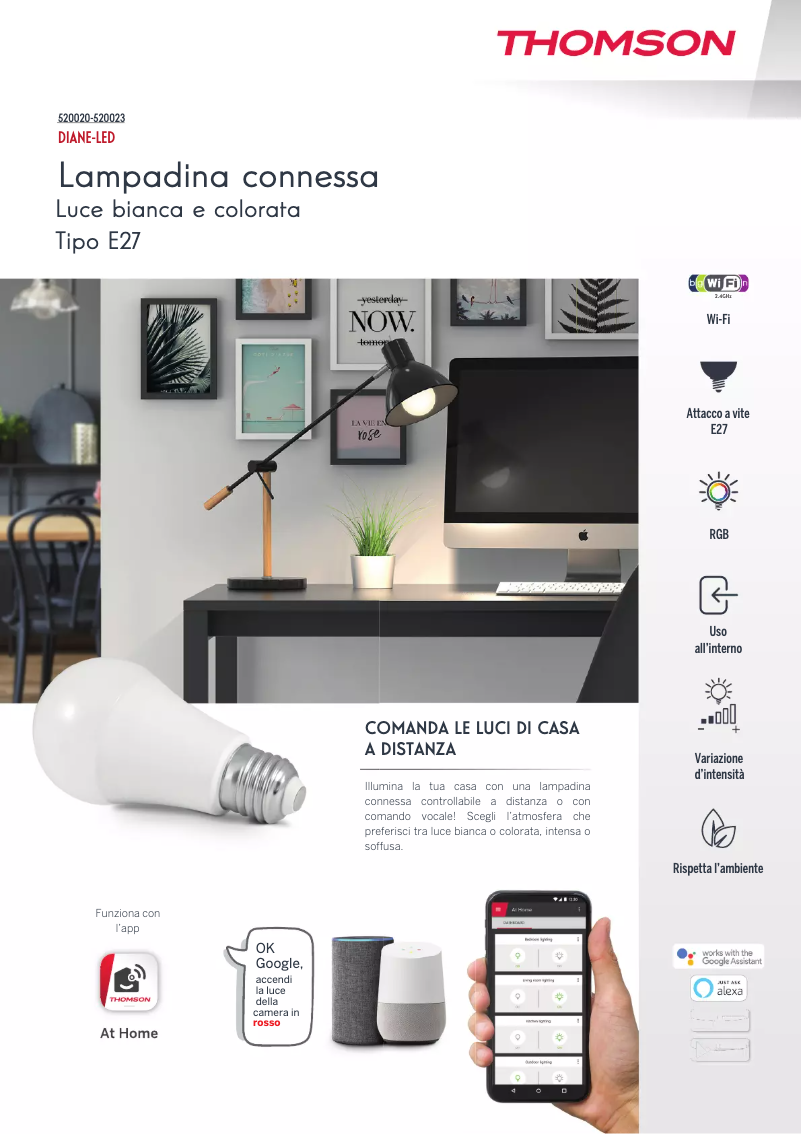 Page n°1 - Fiche technique Thomson Diane-LED 520023
