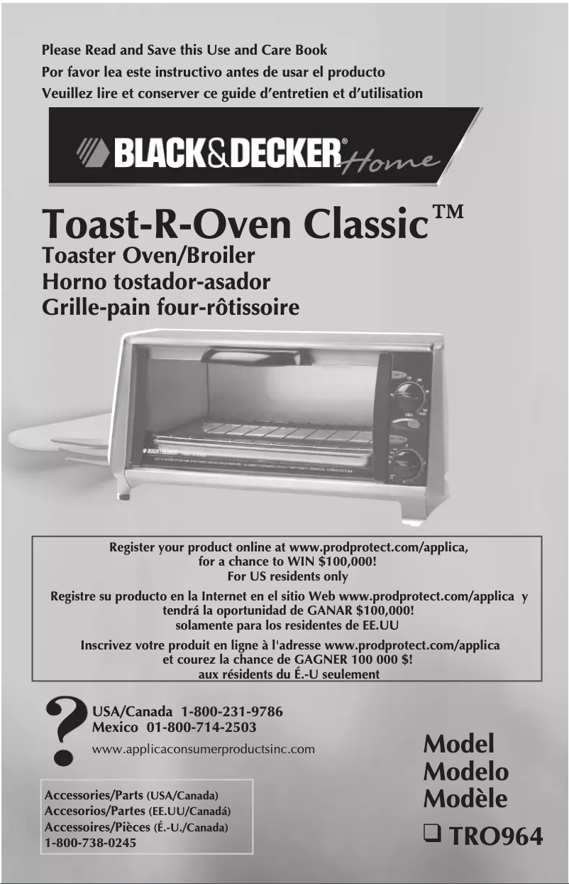 Page 1 de la notice Manuel utilisateur Applica Toast-R-Oven Classic TRO964