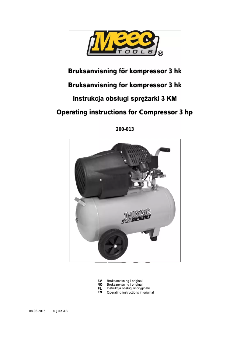 Page n°1 - Manuel utilisateur Meec Tools 200-013