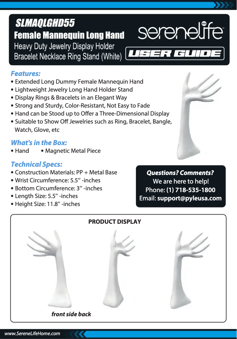 Page 1 de la notice Manuel utilisateur SereneLife SLMAQLGHD55