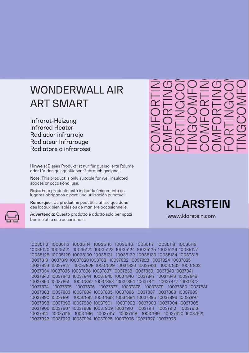 Page 1 de la notice Manuel utilisateur Klarstein Wonderwall Air Art Smart