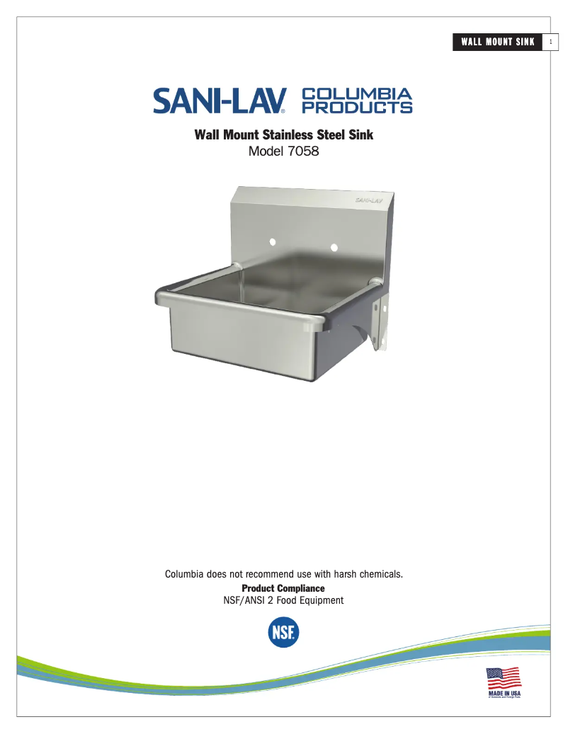 Page n°1 - Manuel utilisateur Sani-Lav 7058