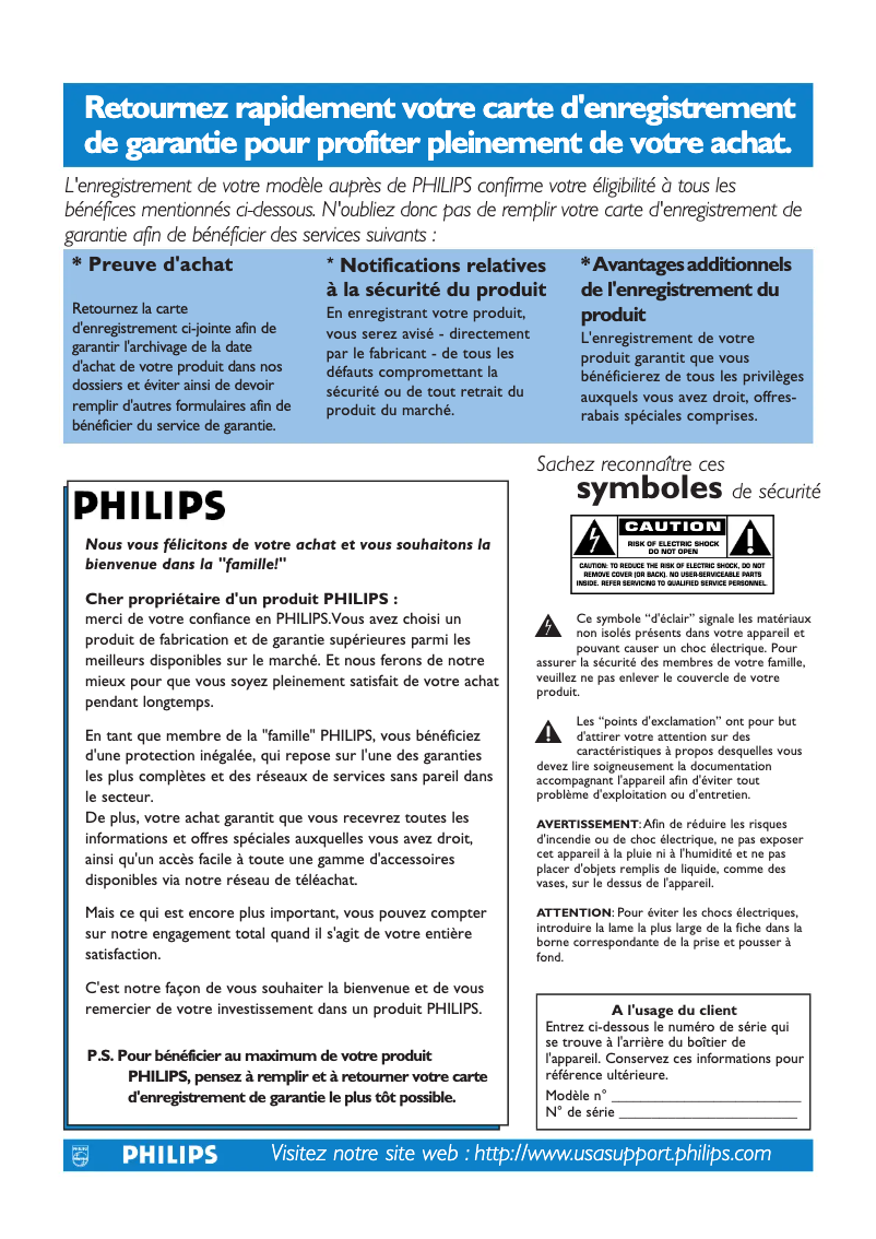 Page n°1 - Manuel utilisateur Philips 50PF7320A