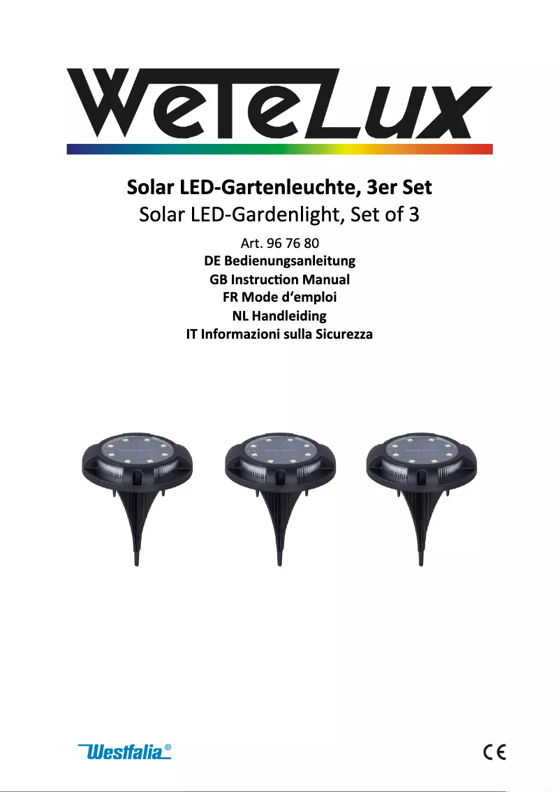 Page n°1 - Manuel utilisateur Wetelux 967680