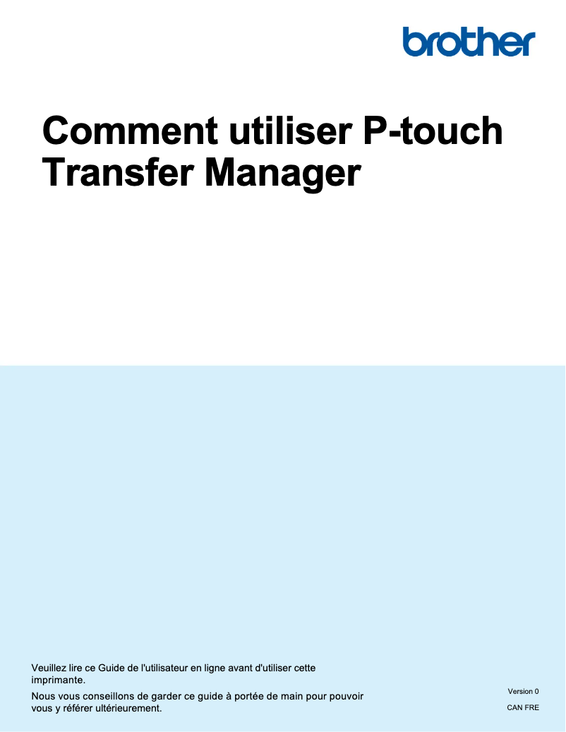 Page 1 de la notice Manuel d'utilisation et d'entretien Brother P-Touch PT-D600