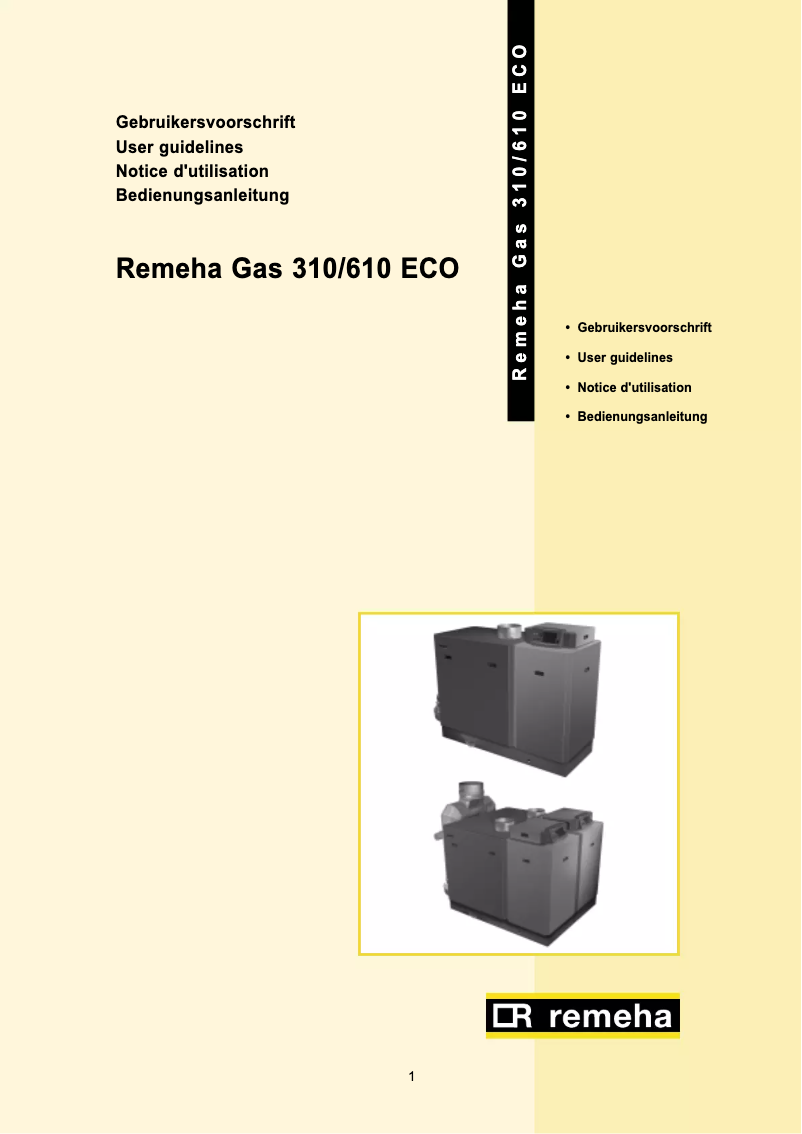 Page 1 de la notice Manuel utilisateur Remeha Gas 310 Eco