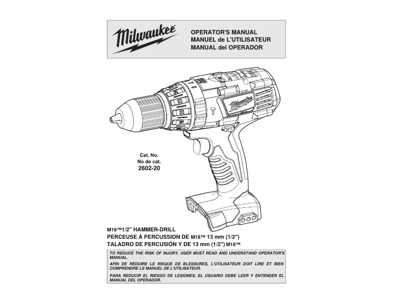 Page n°1 - Manuel utilisateur Milwaukee M18 2602-22CT